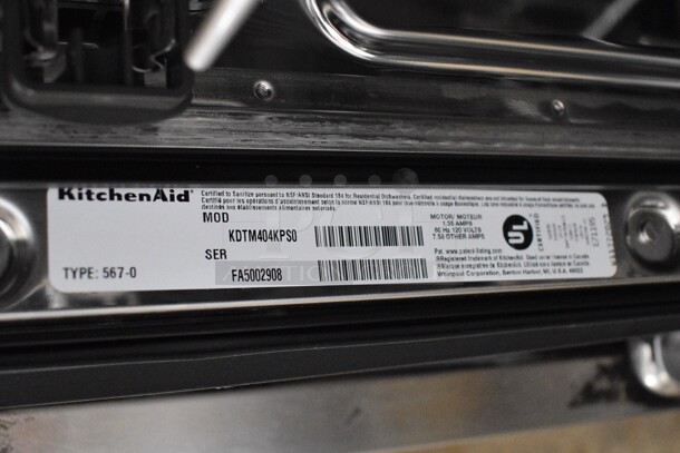 BRAND NEW SCRATCH AND DENT! KitchenAid Model KDTM404KPS0 Stainless Steel Undercounter Dishwasher. 120 Volts, 1 Phase. 24x28x33.5 - Image 7 of 8