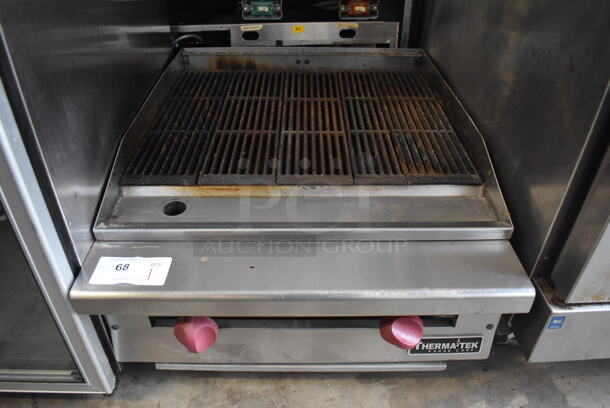 ThermaTek Stainless Steel Commercial Countertop Natural Gas Powered Charbroiler Grill. 24x31x14