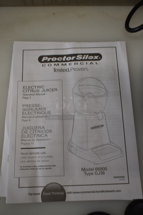 BRAND NEW SCRATCH AND DENT! Hamilton Beach 66900 Countertop Electric Citrus Juicer. 120 Volts, 1 Phase. Tested and Working! - Image 3 of 9