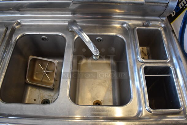 ANTIQUE! Fischman Stainless Steel Commercial Prep Station w/ 2 Hinge Doors, 5 Pumps in Bar Topping Rail, 2 Sink Basins. Does Not Have Compressor. 57x32x56. Bays 10x14x10 - Image 2 of 9