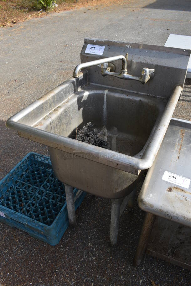 Stainless Steel Commercial Single Bay Sink w/ Faucet and Handles. 22x26x40 - Image 2 of 3