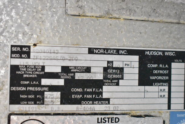 Norlake ZF122SAS/0-0DO Stainless Steel Commercial Cooler w/ Topping Rail and 16 Drop Ins on Commercial Casters. 115 Volts, 1 Phase. Tested and Working! - Image 8 of 8