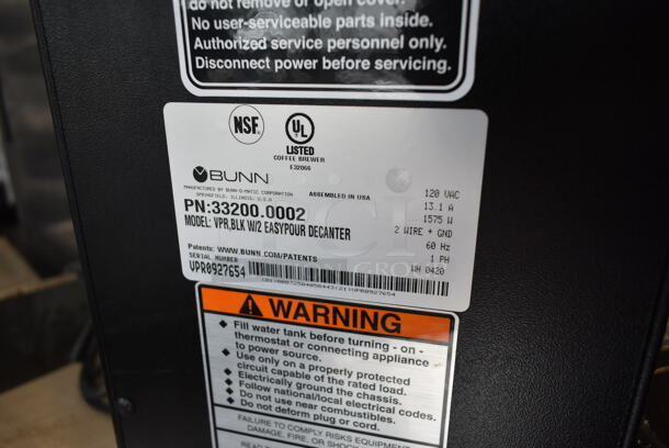 2020 Bunn VPR Stainless Steel Commercial Countertop 2 Burner Coffee Machine. 120 Volts, 1 Phase.  - Image 6 of 6