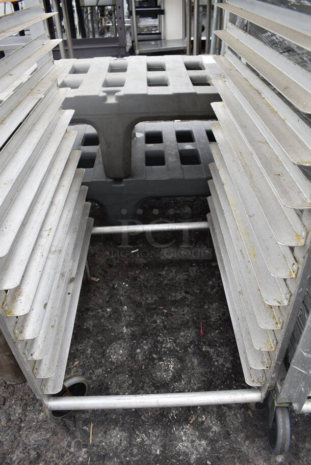 Metal Commercial Pan Transport Rack  w/ 1 Full Size Metal Baking Pans on Commercial Casters. 21x27x70 - Image 2 of 3