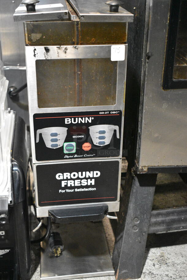 Bunn G9-2T DBC Stainless Steel Commercial Countertop Coffee Bean Grinder. 120 Volts, 1 Phase. Tested and Working! - Image 1 of 5