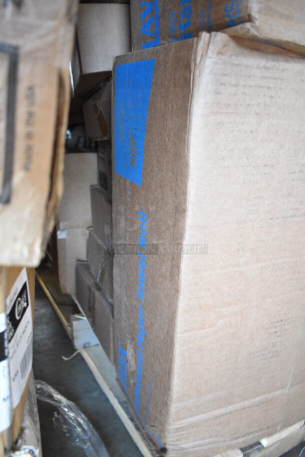 PALLET LOT of 32 BRAND NEW Boxes Including Choice 16 oz Paper Frozen Yogurt Cups, 500CC12HD 12 oz. Plastic Cold Cup - 1000/Case, 127RD16BULK Choice Microwavable Round Deli Container, 433L16C Choice Pint Size Natural Kraft Paper Bag - 500/Case, Dyson Purifier Filter, 164CUSHWGBK Lancaster Table & Seating Spartan Series 2 1/2" Black Vinyl Padded Seat for Chair and Barstool, 2 Box 5001RT800B Lavex 8" White Hardwound Paper Towel, 800 Feet / Roll - 6/Case, 186CVB4810 VacPak-It 186CVB4810 8" x 10" Chamber Vacuum Packaging Pouches / Bags 4 Mil - 1000/Case, Choice 1/6 Standard Size White "Thank You" Standard-Duty Plastic T-Shirt Bag - 700/Case, 347RP9WHSS Visions Wave 9" White Plastic Plate - 180/Case, 130HCUTWR Visions Individually Wrapped White Heavy Weight Plastic Fork - 1000/Case. 32 Times Your Bid! - Image 11 of 12