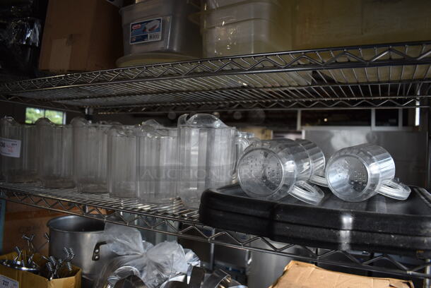 ALL ONE MONEY! Tier Lot of Various Items Including Poly Pitchers and Black Poly Bus Bin Lids