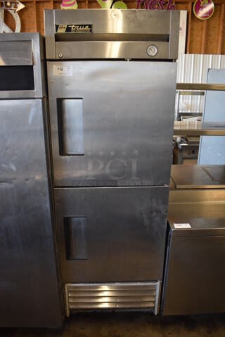 True T-23-2 Stainless Steel Commercial 2 Half Size Door Reach In Cooler on Commercial Casters. 115 Volts, 1 Phase. 27x30x83. Tested and Does Not Power On