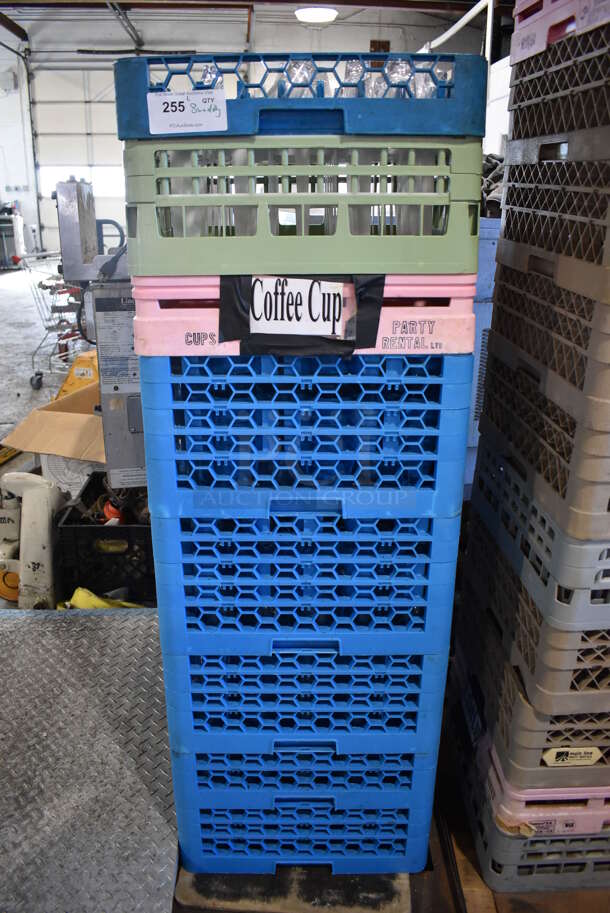 ALL ONE MONEY! Lot of 10 Dish Caddies on Dish Caddy Dolly w/ Various Glasses Including Beverage Glasses and Stemmed Glasses - Image 1 of 12