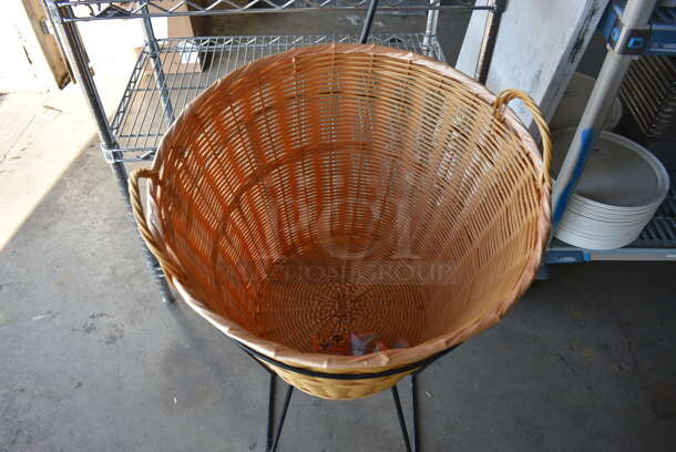 Black Metal Floor Style Stand w/ Basket. 18x22x45 - Image 3 of 4