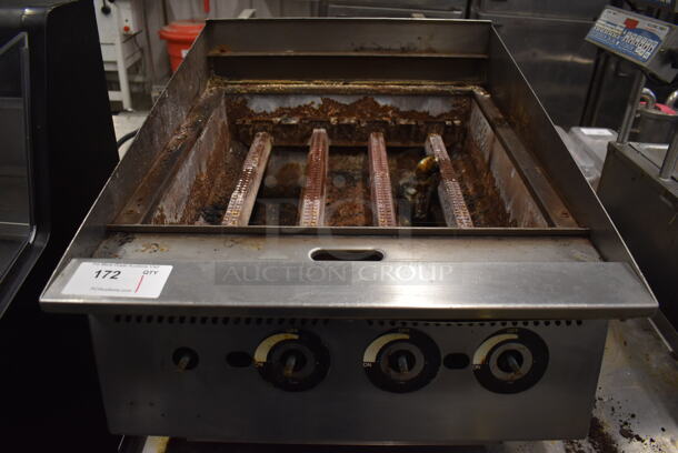 Stainless Steel Commercial Countertop Natural Gas Powered Charbroiler Grill. Missing Grates. 24x31x20