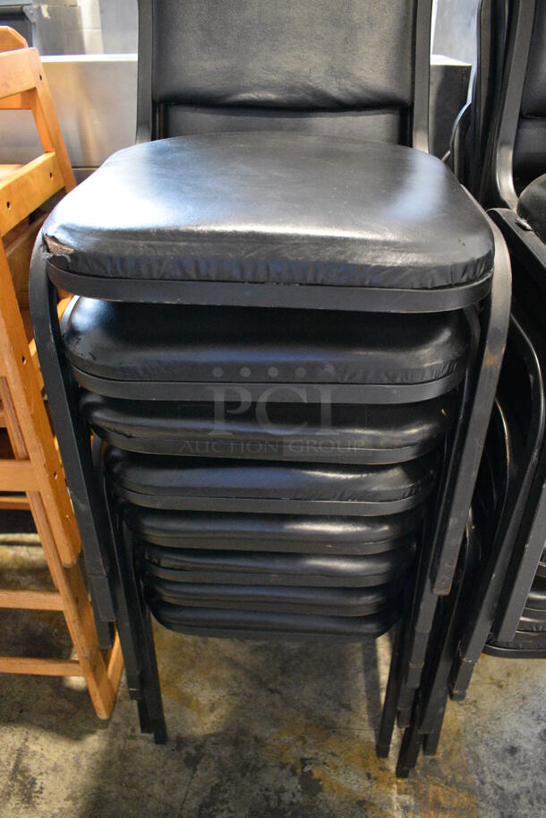 8 Black Metal Stackable Banquet Chairs w/ Black Cushions. 18x20x33. 8 Times Your Bid! - Image 4 of 4