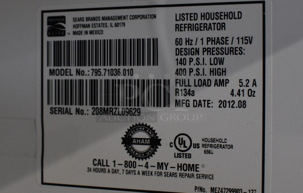 Kenmore Elite Model 795.71036.010 Chrome Finish French Style Door Cooler w/ Lower Freezer Combo Unit. 115 Volts, 1 Phase. 33x33x70. Tested and Powers On But Does Not Get Cold - Image 6 of 9