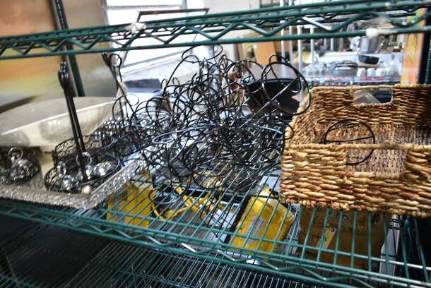 ALL ONE MONEY! Three Tier Lot of Various Items Including Metal Countertop Holders, Metal Table Number Holders and Light. - Image 2 of 12