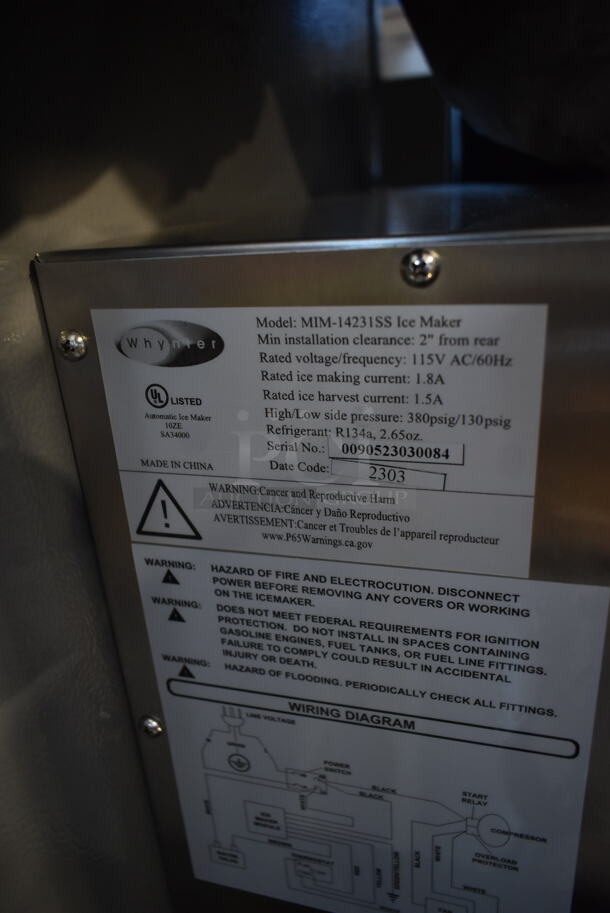 BRAND NEW SCRATCH AND DENT! Whynter MIM-14231SS Stainless Steel 14” Undercounter Automatic Marine Ice Maker 23lb Daily Output. 115 Volts, 1 Phase. Tested and Working! - Image 4 of 5