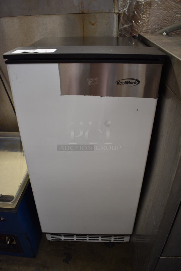 BRAND NEW! KoolMore Model BIM75-BS Stainless Steel Commercial Self Contained Ice Maker. 115 Volts, 1 Phase. 15x17.5x34