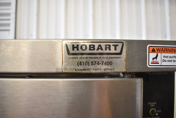 2 Hobart Stainless Steel Commercial Electric Powered Full Size Convection Oven w/ View Through Door, Solid Door, Metal Oven Racks and Thermostatic Controls on Commercial Casters. 208-240 Volts, 1/3 Phase. 2 Times Your Bid! - Image 9 of 9
