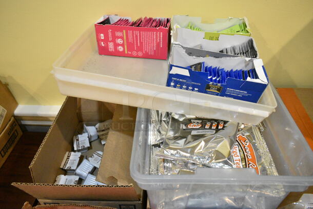 Wood Pattern Dining Height Table w/ Contents Including Salt Packets, Pepper Packets, Jams. (main dining room) - Image 5 of 5