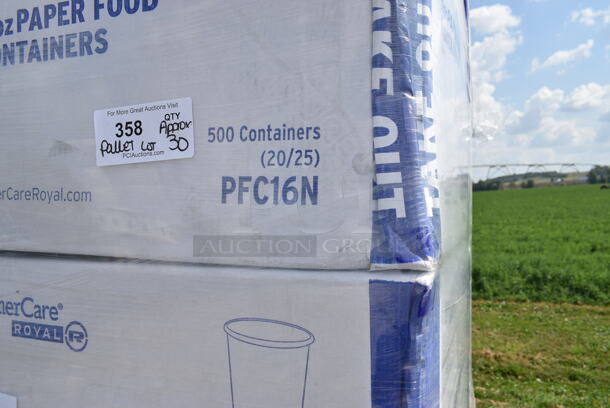 PALLET LOT of 30 BRAND NEW Boxes of AmerCare Royal PFC16N 16 oz Paper Food Containers. 30 Times Your Bid!  - Image 6 of 6