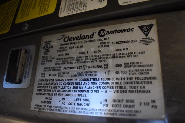 2012 Cleveland OGB-6.10 Stainless Steel Commercial Natural Gas Powered Combi Convotherm Convection Oven w/ View Through Door and Metal Oven Racks on Stand w/ Commercial Casters. 38x32x60 - Image 5 of 7