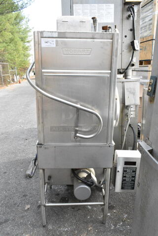 Hobart AM-14T Stainless Steel Commercial Corner Pass Through Dishwasher. 125/250 Volts.