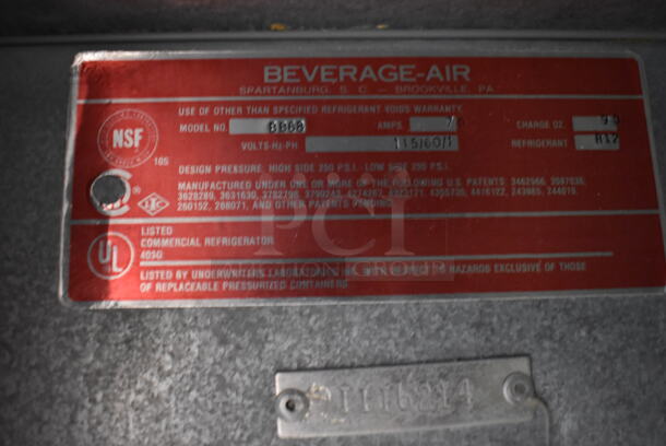 Beverage Air BB68 Stainless Steel Commercial 2 Door Back Bar Cooler. 115 Volts, 1 Phase. Cannot Test Due To Missing Power Cord - Image 6 of 6