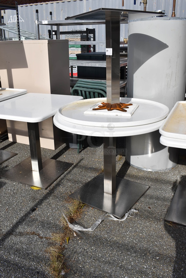3 White Round Tables on Chrome Finish Table Base. 36x36x29.5. 3 Times Your Bid! - Image 3 of 5