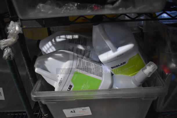 ALL ONE MONEY! Tier Lot of Various Items Including Poly Bins, Utensils and Ecolab Cleaning Jugs - Image 5 of 5