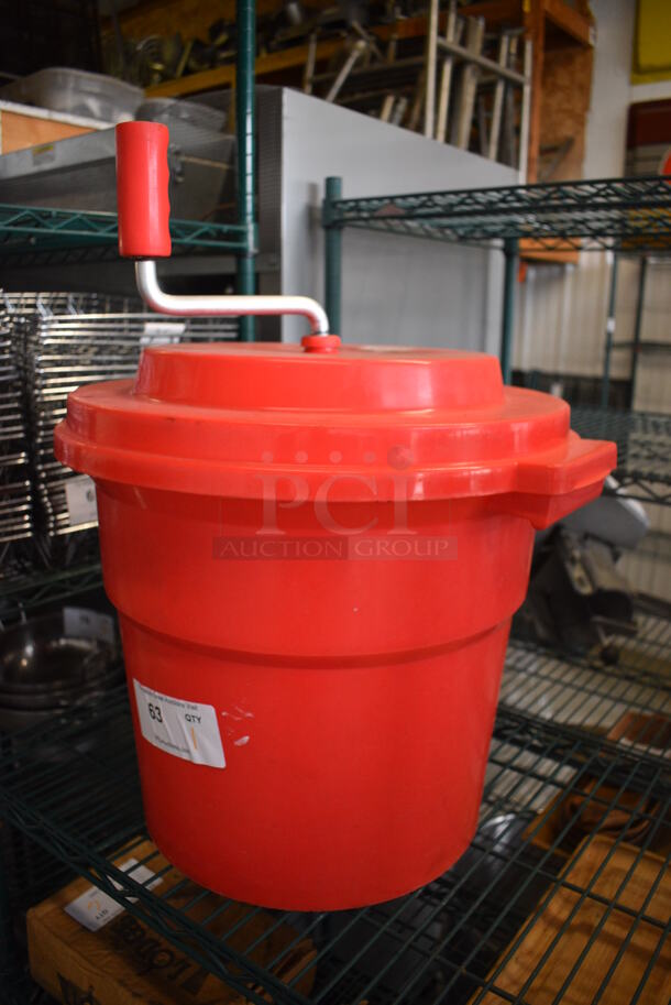 Chef Master Red Poly Lettuce Spinner Salad Spinner. 19x16x21 - Image 2 of 4