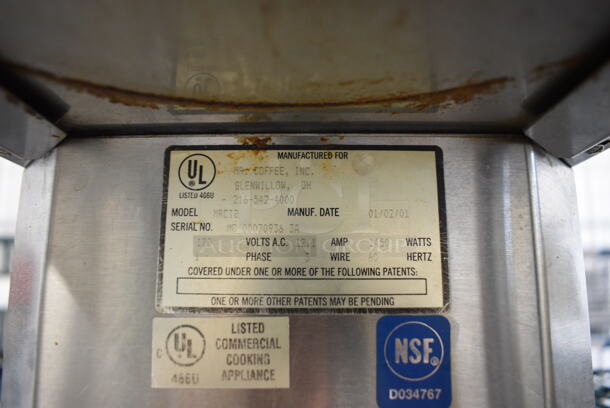 Mr Coffee Model MRCTB Stainless Steel Commercial Countertop Single Burner Coffee Machine. 120 Volts, 1 Phase. 8.5x16.5x17 - Image 3 of 5