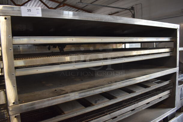 XLT Commercial Stainless Steel Natural Gas Powerd Double Stack Conveyor Oven on Commercial Casters. Door Needs To Be Reattached. 115V - Image 4 of 8