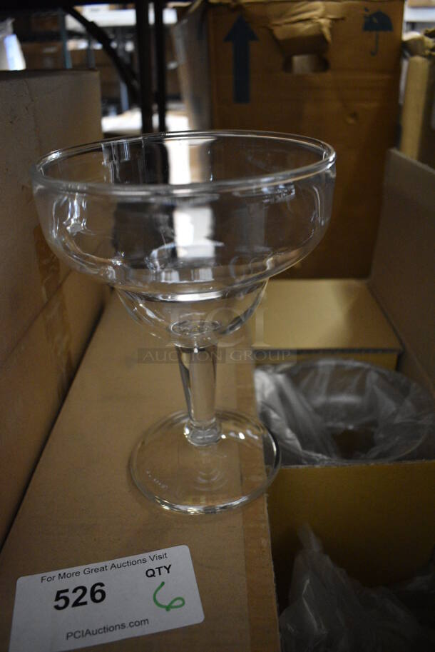 ALL ONE MONEY! Lot of 6 Clear Poly Margarita Glasses! 6x6x8.5