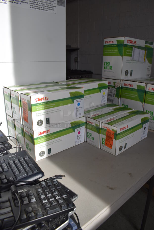 13 Various Boxes of Staples Ink Cartridges; 3 HP131A Blue, 3 HP131A Magenta, 2 HP131A Yellow, 5 HP131A Black. 13 Times Your Bid! - Image 4 of 12