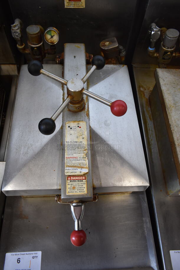 Henny Penny 500 Stainless Steel Commercial Floor Style Electric Powered Pressure Fryer w/ Metal Fry Basket on Commercial Casters. 208 Volts, 3 Phase.  - Image 2 of 7