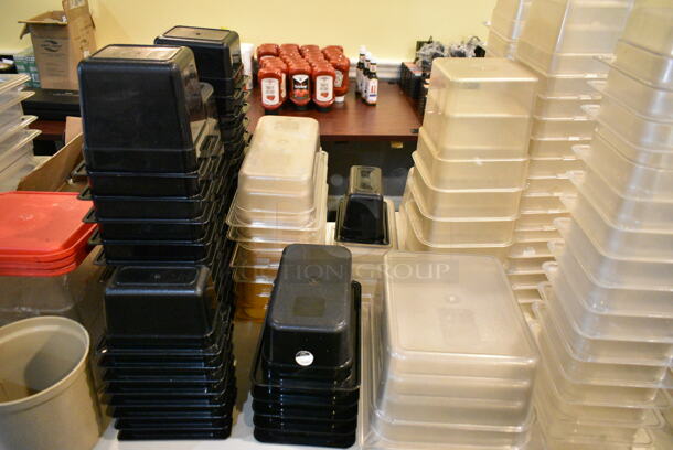ALL ONE MONEY! Lot of Various Items Including Poly Drop In Bins and Lids. Does Not Include Table. (main dining room) - Image 7 of 8