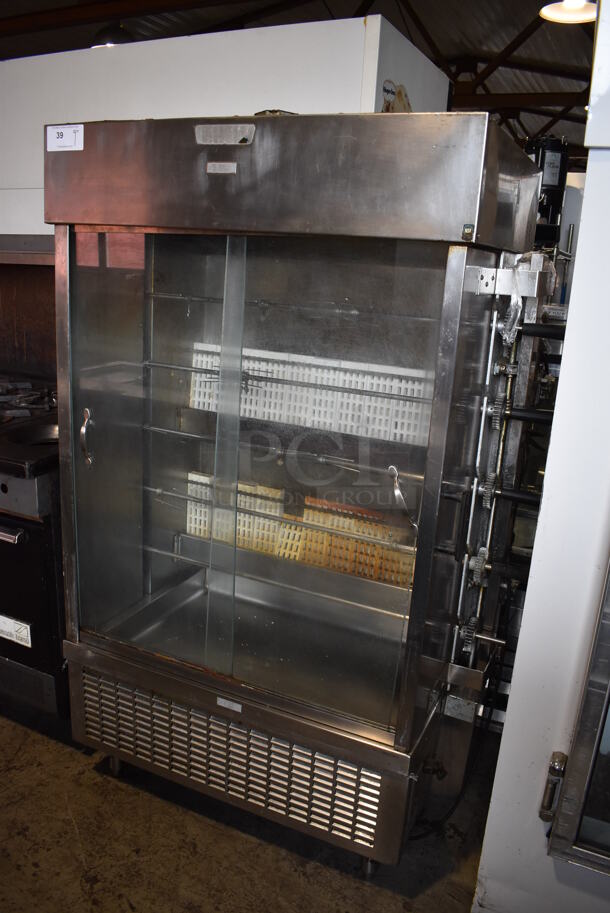 Esquire FL-5S Stainless Steel Commercial Gas Powered 5 Spit Rotisserie Oven. 45x26x67
