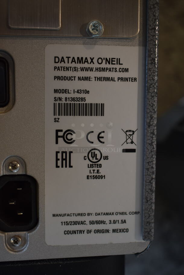 Datamax O'neil I-4310e Barcode Label Printer. 115/230 Volts, 1 Phase. - Image 6 of 7