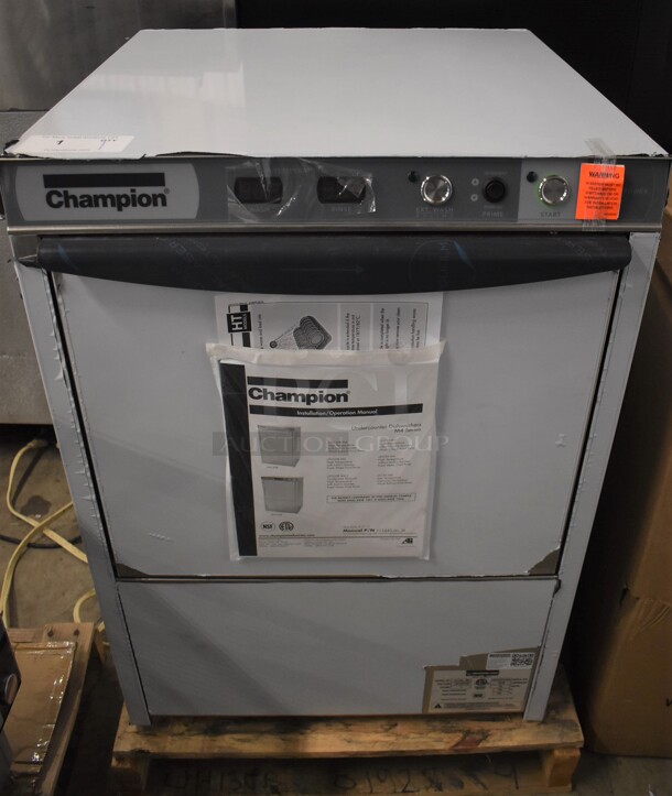 BRAND NEW SCRATCH AND DENT! 2021 Champion UH130B Stainless Steel Commercial High Temperature Hi Temp Undercounter Dishwasher. 120-208/230 Volts, 1 Phase. 24x25x34. Tested and Working! - Image 1 of 8