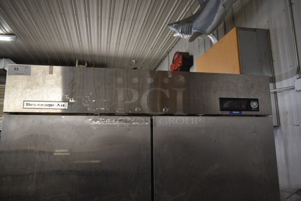 Beverage Air KF48-1AS Stainless Steel Commercial 2 Door Reach In Freezer w/ Poly Coated Racks on Commercial Casters. 115 Volts, 1 Phase. Tested and Powers On But Does Not Get Cold - Image 2 of 7