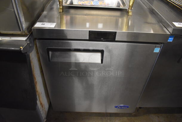Atosa MGF8401GR Stainless Steel Commercial Single Door Undercounter Cooler on Commercial Casters. 115 Volts, 1 Phase. 27.5x30x34. Tested and Working!