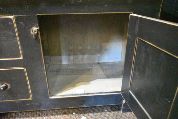Wooden Table w/ Over Shelf, 3 Drawer and Door. (check in)  - Image 7 of 7