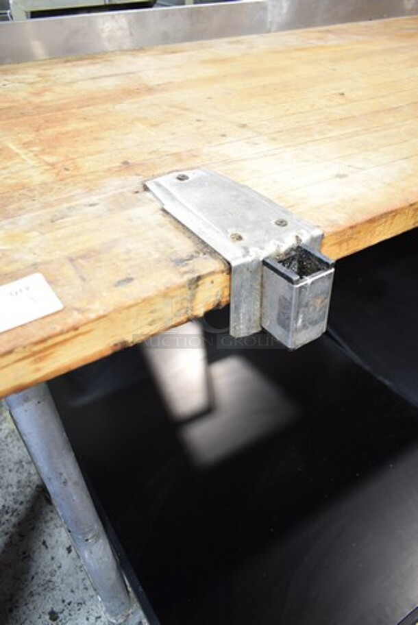 Butcher Block Table w/ Metal Under Shelf and 2 Commercial Can Openers.  - Image 4 of 4