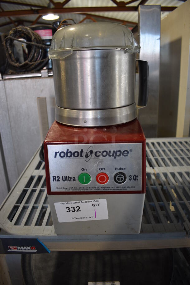 Robot Coupe Model R2UB Ultra Metal Commercial Countertop Food Processor w/ Bowl, Lid and S Blade. 120 Volts, 1 Phase. 7.5x11x16. Tested and Working!