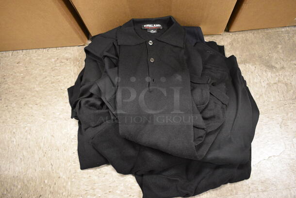 ALL ONE MONEY! Box Lot of Various Men's Shirts Including Kirkland Brand Size Large Sweaters, Cutter & Buck Jackets, and Sweatshirts - Image 1 of 7