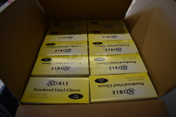 Box of 10 BRAND NEW! Noble Powdered Vinyl Large Gloves - Image 4 of 5