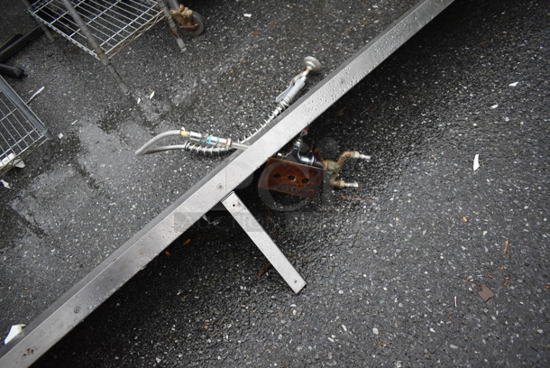 Stainless Steel Shelf w/ Spray Nozzle Attachment and Wall Mount Brackets. 132x15.5x14.5 - Image 3 of 3