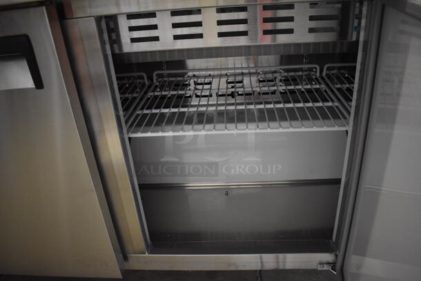 BRAND NEW SCRATCH AND DENT! Avantco 178APT71MHC Stainless Steel Commercial Sandwich Salad Prep Table Bain Marie Mega Top on Commercial Casters. 115 Volts,  Phase. 71x36x47. Tested and Working! - Image 8 of 11