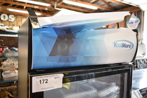 BRAND NEW SCRATCH AND DENT! KoolMore MDR-9CP Stainless Steel Commercial Single Door Reach In Cooler Merchandiser. See Pictures For Damage To Top Panel. 115 Volts, 1 Phase. Tested and Working! - Image 3 of 5