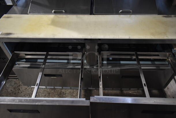 Delfield Stainless Steel Commercial Sandwich Salad Prep Table Bain Marie Mega Top w/ 4 Drawers and 2 Tier Over Shelf. Tested and Working! - Image 5 of 7