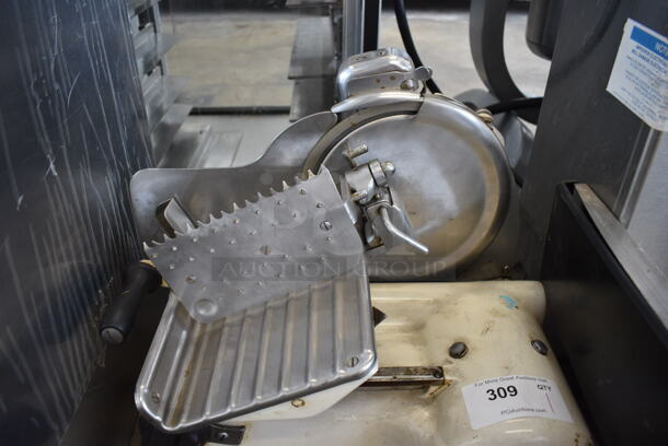 US Slicing Machine Metal Commercial Countertop Meat Slicer w/ Blade Sharpener. 115 Volts, 1 Phase. 21x15x17. Tested and Does Not Power On - Image 3 of 5